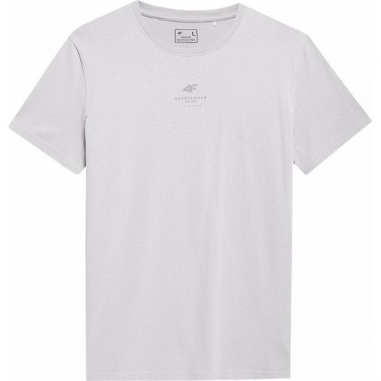 חולצת טי שירט פור אף לגברים 4F TEE WITH LOGO - אפור בהיר