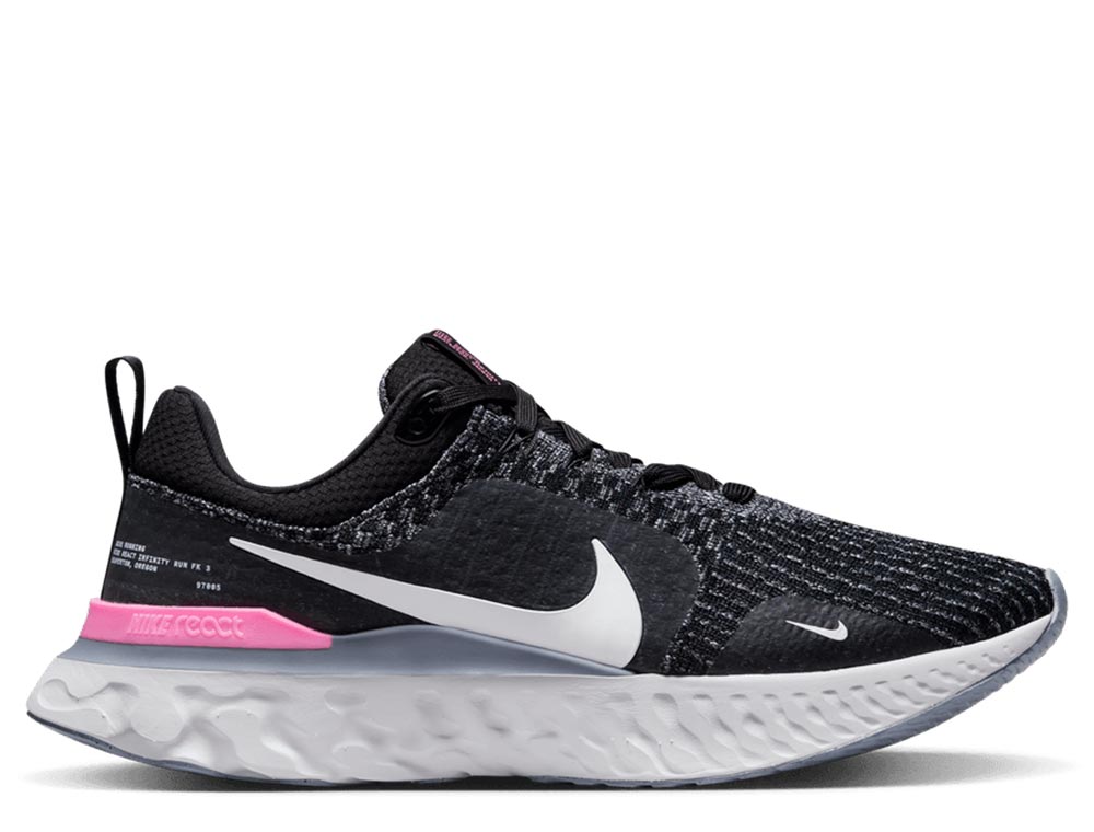 נעלי ריצה נייק לגברים Nike React Infinity Run Flyknit 3 - שחור/ורוד