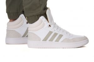 נעלי סניקרס אדידס לגברים Adidas  Hoops 3.0 Mid - לבן/בז'