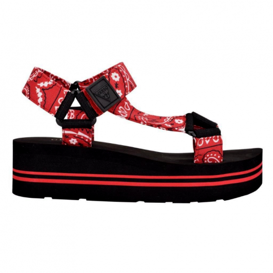 סנדלים גס לנשים Guess AVIN 4-A - אדום שחור