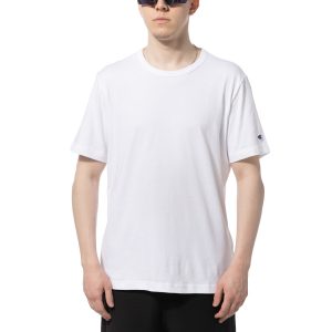 חולצת טי שירט צ'מפיון לגברים Champion Logo Embroidered T-Shirt - לבן