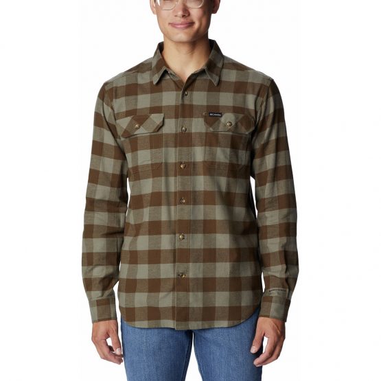 חולצה מכופתרת קולומביה לגברים Columbia FLARE GUN STRETCH FLANNEL - חום