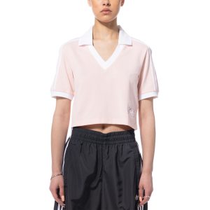 חולצת פולו אדידס לנשים Adidas Originals Cropped - ורוד בהיר