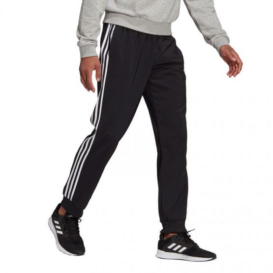 מכנסיים ארוכים אדידס לגברים Adidas Essentials Tapered Cuff 3 Stripes - שחור
