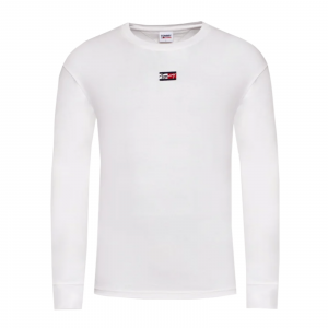 חולצת טי שירט ארוכות TOMMY JEANS לגברים TOMMY JEANS Tjm Tiny Tommy Script Tee - לבן