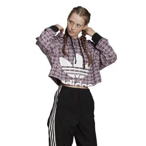 סווטשירט אדידס לנשים Adidas Originals Aop Hoodie Cr - ורוד/שחור