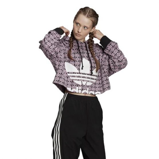 סווטשירט אדידס לנשים Adidas Originals Aop Hoodie Cr - ורוד/שחור