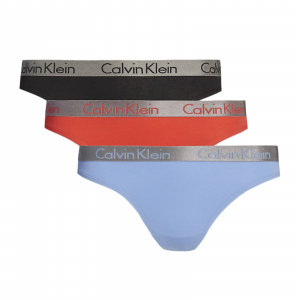 תחתוני קלווין קליין לנשים Calvin Klein Radiant Cotton Thong 3-Pack - תכלת