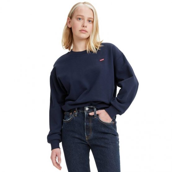 סווטשירט ליוויס לנשים Levis Standard Crew Hoodie - כחול נייבי
