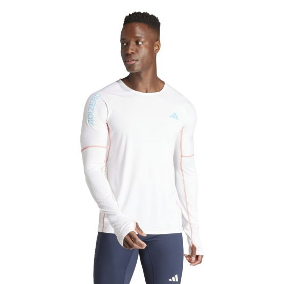 חולצת אימון אדידס לגברים Adidas Adizero Longsleeve - לבן