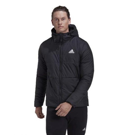 ג'קט ומעיל אדידס לגברים Adidas BSC 3-STRIPES HOODED INSULATED JACKET - שחור