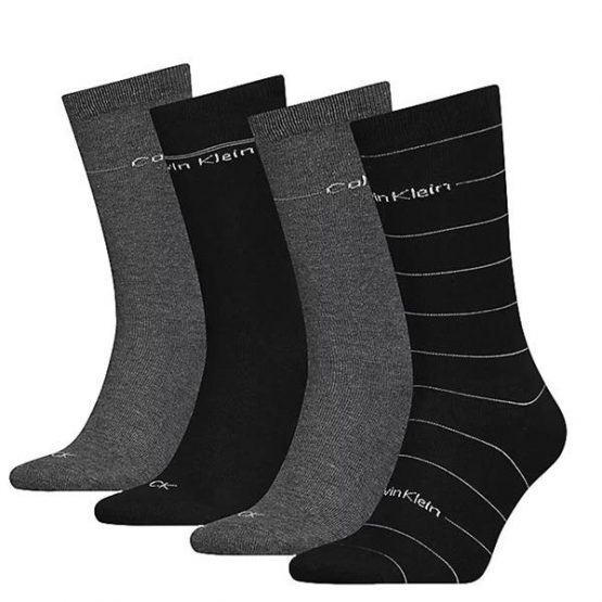 גרב קלווין קליין לגברים Calvin Klein 4 Pack Crew Socks - שחור/אפור