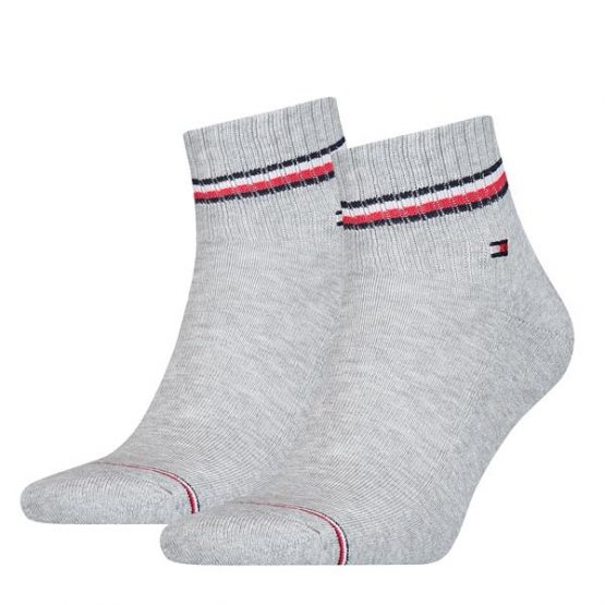 גרב טומי הילפיגר לגברים Tommy Hilfiger Iconic Quarter 2pack - אפור