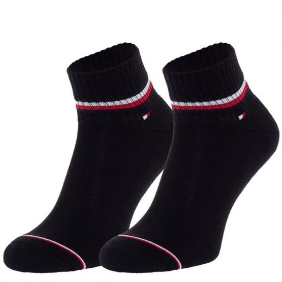 גרב טומי הילפיגר לגברים Tommy Hilfiger Th Iconic Quarter 2 pack - שחור