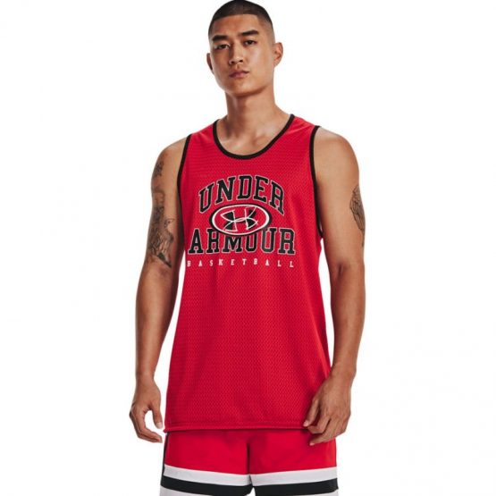גופיה קצרה אנדר ארמור לגברים Under Armour Baseline Reversible Jsy - אדום שחור