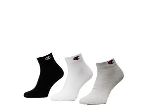 גרב צ'מפיון לגברים Champion Quarter Socks 3 pack - אפור/לבן