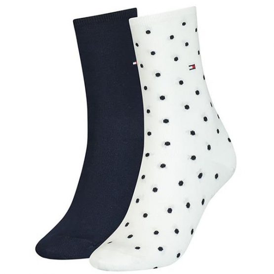 גרב טומי הילפיגר לגברים Tommy Hilfiger Sock Dot 2pack - לבן/שחור