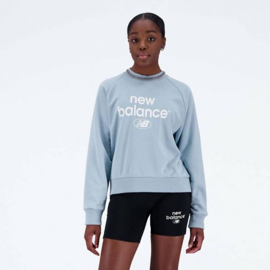 סווטשירט ניו באלאנס לנשים New Balance Essentials Reimagined Archive - כחול