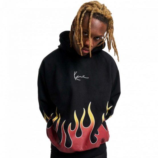 סווטשירט קארל קני לגברים KARL KANI Small Signature Flame - שחור
