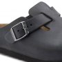 כפכפי בירקנשטוק לגברים Birkenstock Boston  - שחור עם אבזם כסף