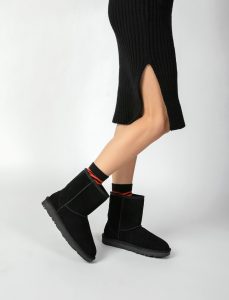 מגפי סוונטי ניין לנשים Seventy Nine High quality suede fur boots - שחור
