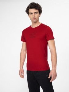 חולצת טי שירט פור אף לגברים 4F REGULAR T-SHIRT WITH PRINT - אדום