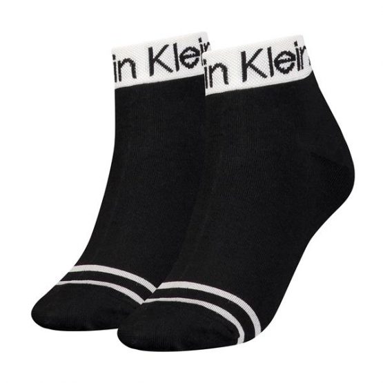 גרב קלווין קליין לגברים Calvin Klein Ck Quarter 2p Logo Welt - שחור