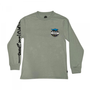 חולצת טי שירט ארוכות מאוואי לגברים MAUI Shark Invasion - ירוק