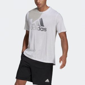 חולצת טי שירט אדידס לגברים Adidas D2M Logo Tee - לבן