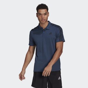 חולצת טי שירט אדידס לגברים Adidas POLO T-SHIRT - כחול