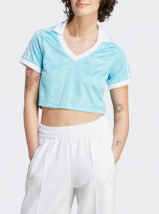 חולצת טי שירט אדידס לנשים Adidas Football Crop Top - תכלת