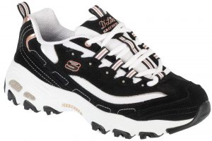 נעלי סניקרס סקצ'רס לנשים Skechers D'Lites Devoted Fan - שחור/לבן