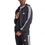ג'קט ומעיל אדידס לגברים Adidas Essentials Fleece 3-Stripes FZ Hoodie - שחור/לבן
