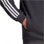 ג'קט ומעיל אדידס לגברים Adidas Essentials Fleece 3-Stripes FZ Hoodie - שחור/לבן