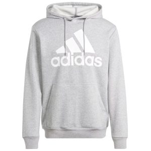 סווטשירט אדידס לגברים Adidas Essentials Fleece Big Logo Hoodie - אפור/לבן