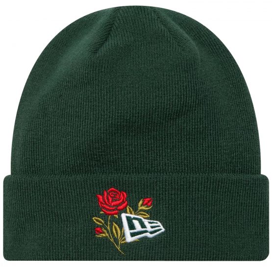 כובע ניו ארה לגברים New Era Rose Icon Cuff Knit Beanie Hat - ירוק