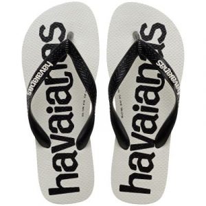 כפכפי הוויאנס לגברים HAVAIANAS TOP LOGO MANIA - לבן/שחור
