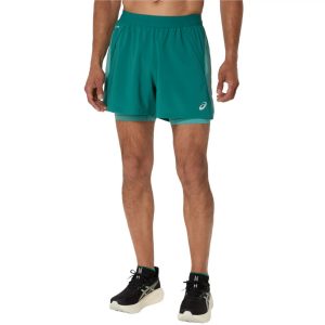 מכנס ספורט אסיקס לגברים Asics Road 2N1 5IN Short - טורקיז