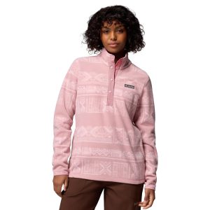 סווטשירט קולומביה לנשים Columbia  Benton Spring Printed 1/2 Snap - ורוד