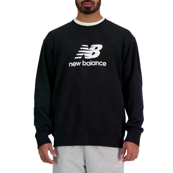 סווטשירט ניו באלאנס לגברים New Balance Stacked Logo Fren Bk - שחור